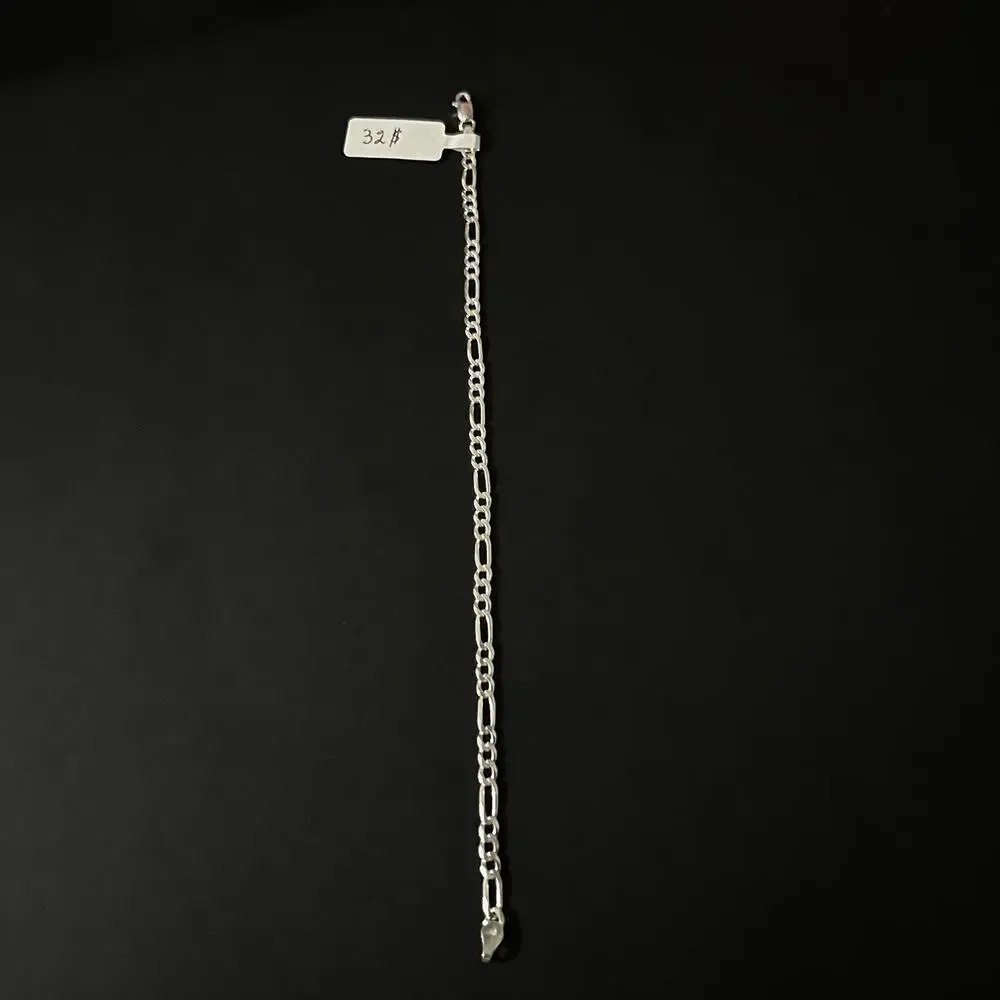 Esclava De Plata 925 Con Tejido Figaro,925 Silver Bracelet 8 Inch